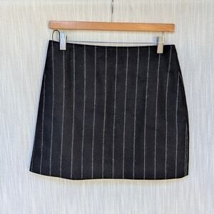 Anine Bing Tierra Wool Straight Mini Skirt - Dark Grey Pinstripe, size S